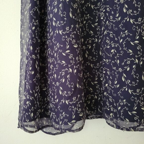 Vintage Robbie Bee Petites 100% Silk Dress Navy Blue Floral 6P - Picture 2 of 9